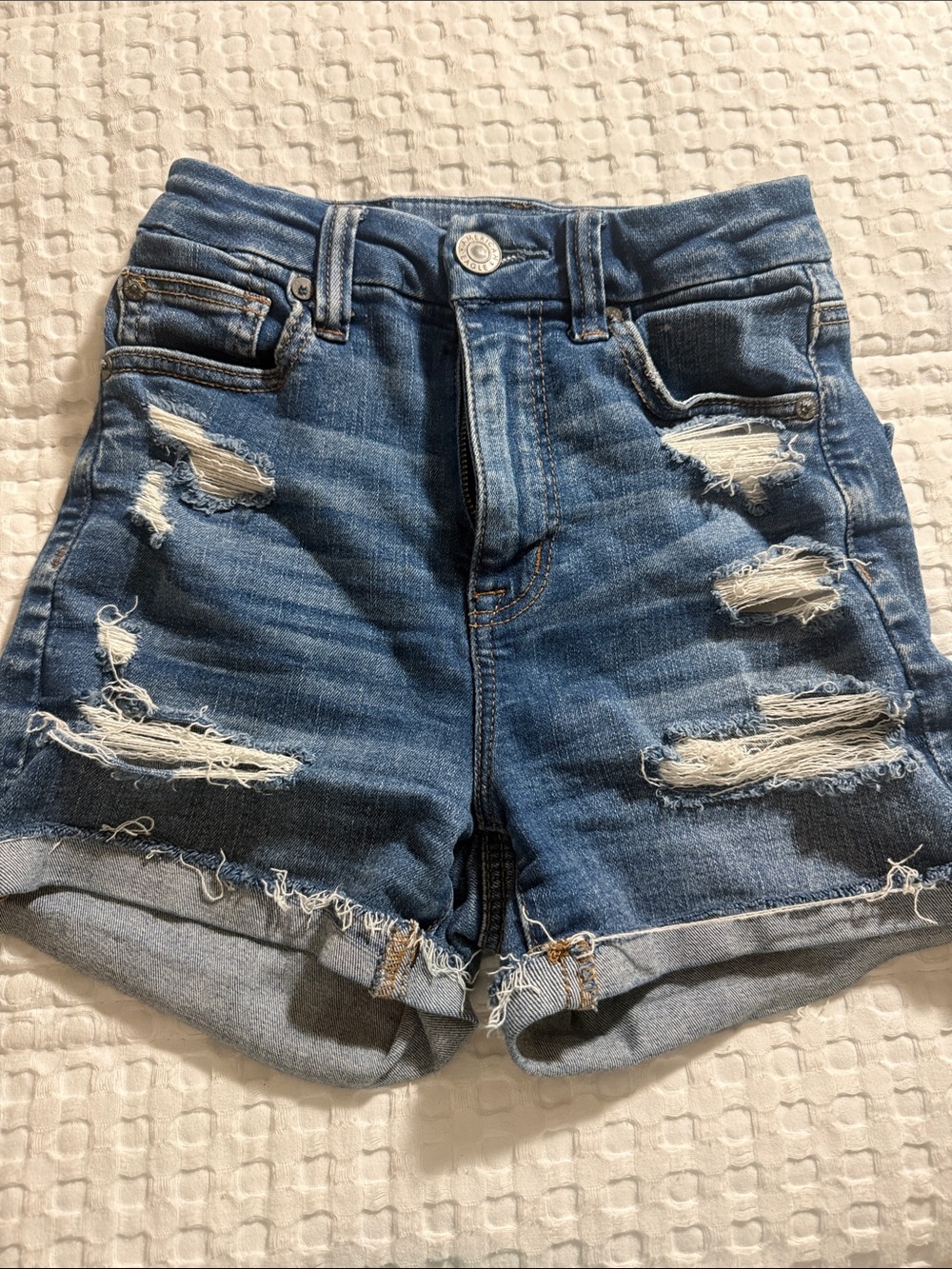 American Eagle Outfitters Distressed Denim Jean Shorts - Blue